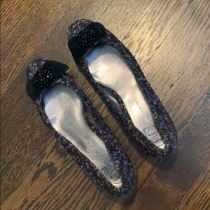 Etienne Aigner dark purple tweed flats